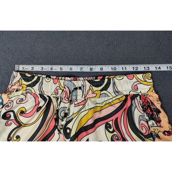 NWOT La Prestic Ouiston 100% Silk Paisely Print Pants Sz 0/S Beige/Pink Boho - Picture 4 of 9